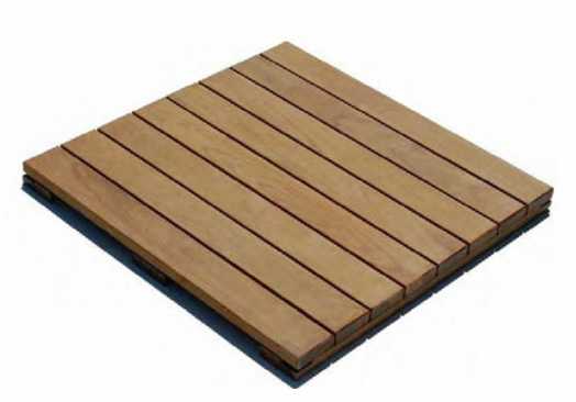 Kempas wood deck tiles installed as outdoor flooring